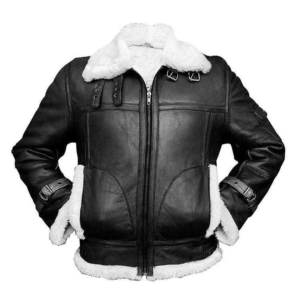 Winter-guard Men's Black Bomber Shearling Leather Jacket