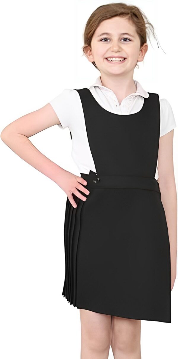 Kid’s Bib Pinny Pinafore With Button Closure Stylish Apron Dress for School Wear