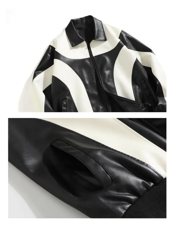 Men's Premium Black and White Faux Leather Jacket