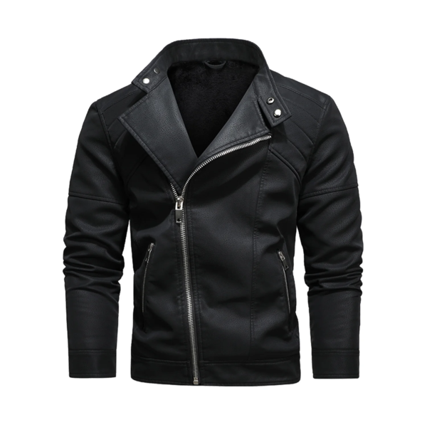 Men's Premium Fashionable Faux Leather Jacket with Asymmetrical Zip