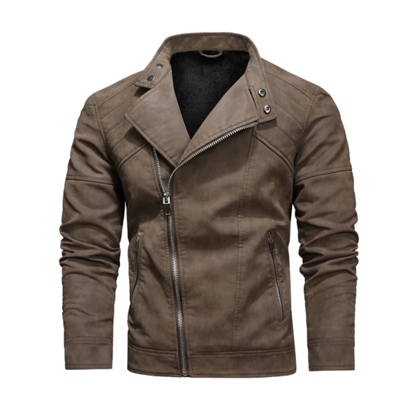 Men's Premium Fashionable Faux Leather Jacket with Asymmetrical Zip