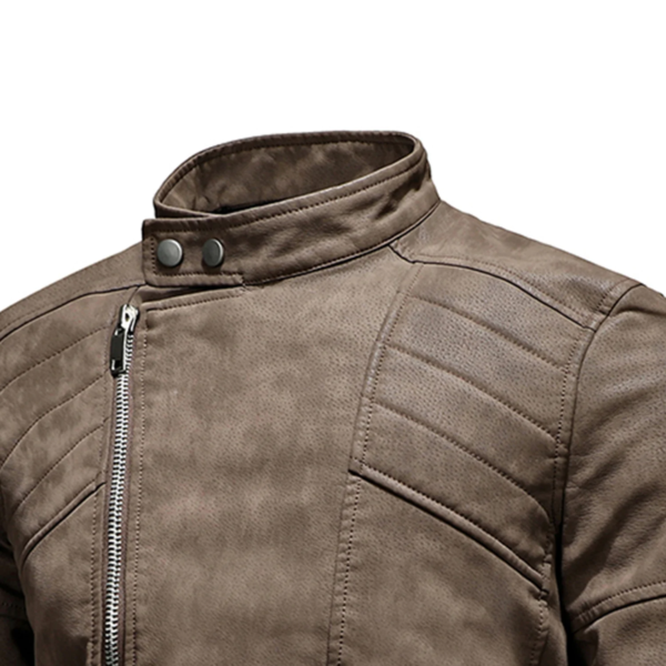 Men's Premium Fashionable Faux Leather Jacket with Asymmetrical Zip