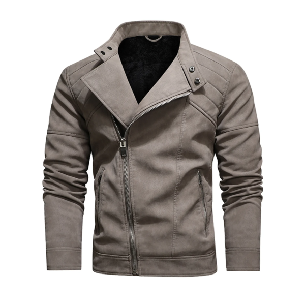 Men's Premium Fashionable Faux Leather Jacket with Asymmetrical Zip