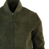 Men's Varsity Suede Leather Jacket Classic Olive Green