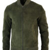 Men's Varsity Suede Leather Jacket Classic Olive Green