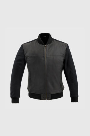 Men's Premium Varsity Jacket - Lambskin Leather Front & Wool Blend Sleeves