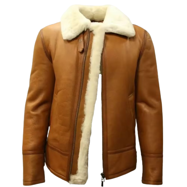 Men's Premium Sheepskin Leather Shearling Jacket – Waterproof, Breathable